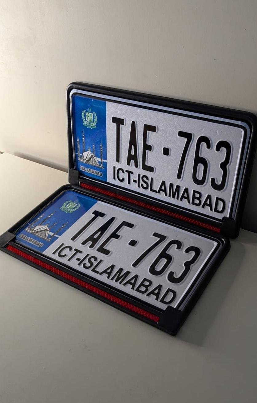 Islamabad Replica Number Plate Upper side Embossed (Front and Back Pair) - Image 2