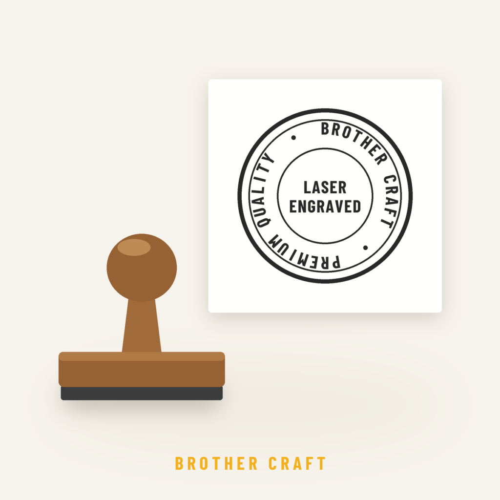 Laser engraved rubber stamp with wooden handle